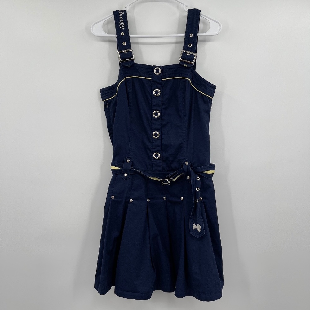 Snoopy UFS Fit & Flare Dress Sz 8 Blue Sleeveless Buttons Belt Pleated Cosplay